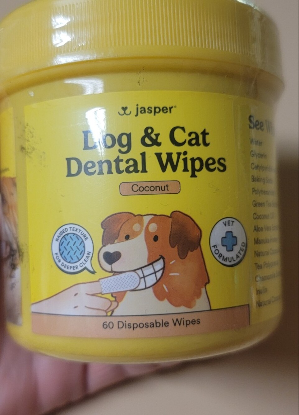 jasper Coconut Dog & Cat Dental Wipes — Yellow